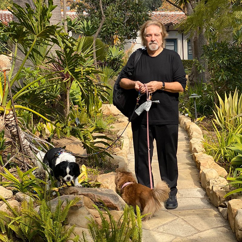 Geezer Butler with dogs