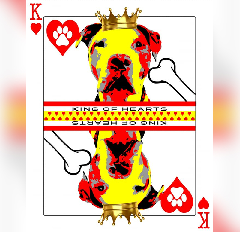 King of Hearts, dog art, Cheddar Paws