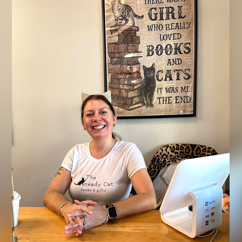 Carla Onofrio, owner of The Kneady Cat Books and Gifts