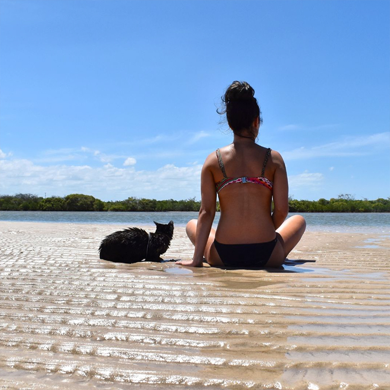 Cat with Melissa on Beach, Australia
