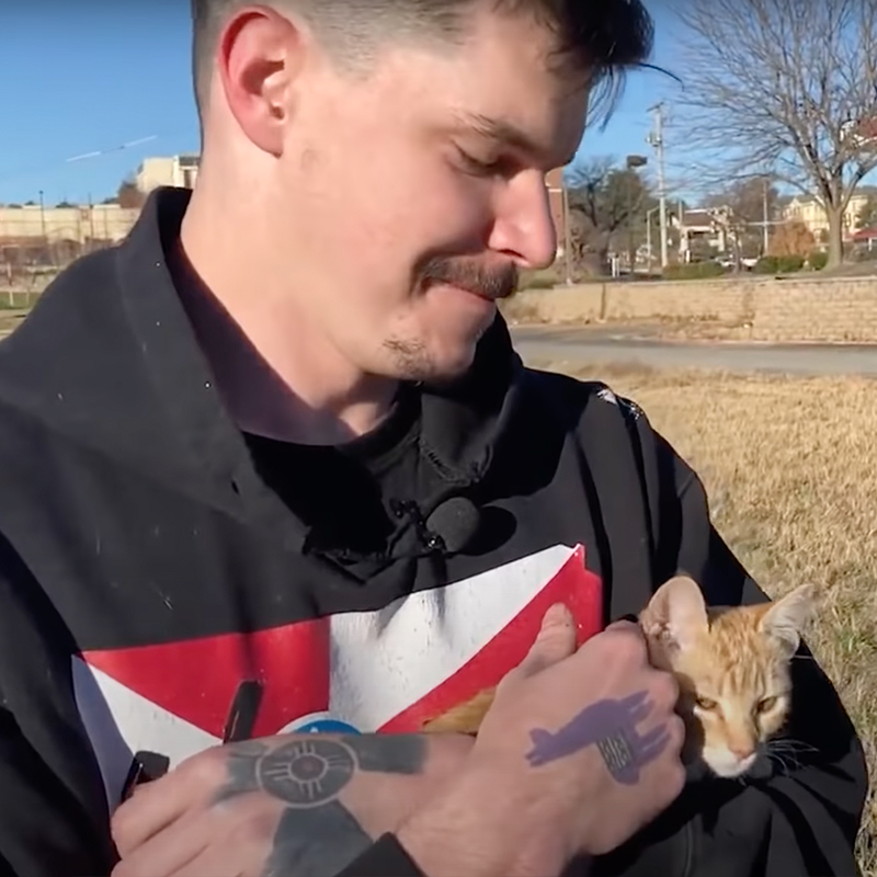 rescuer and kitten