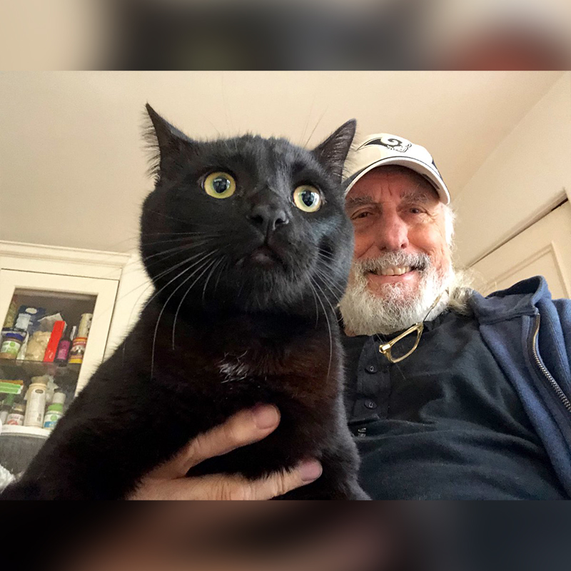 Nick Castle with cat