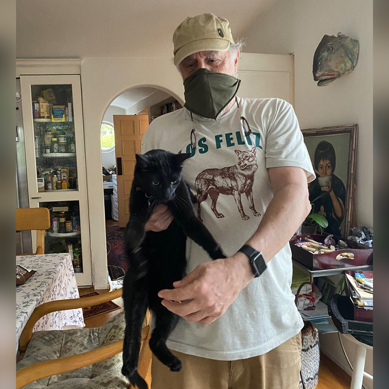 Nick Castle holds cat