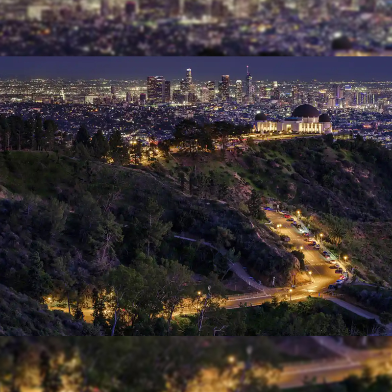 Photo of Griffith Park as seen from the Hollywood Hills.