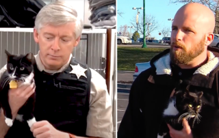 Oklahoma Police cat, April Fools,Utah Police Chief Eric Pratt and police cat Officer Froo Froo