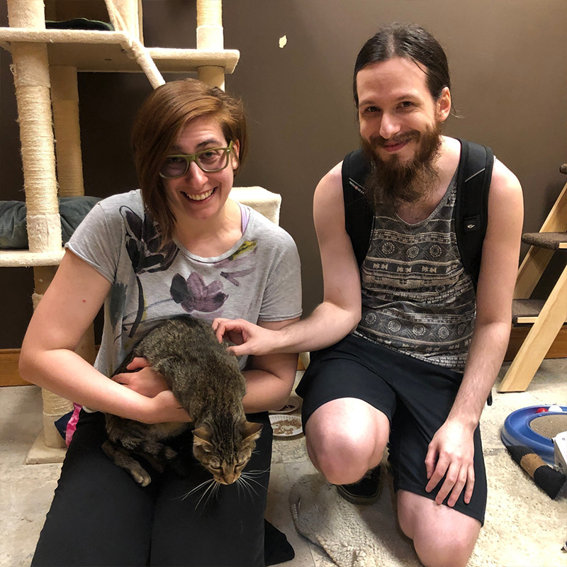 Ava the cat with new couple, Purrfect Cat Rescue