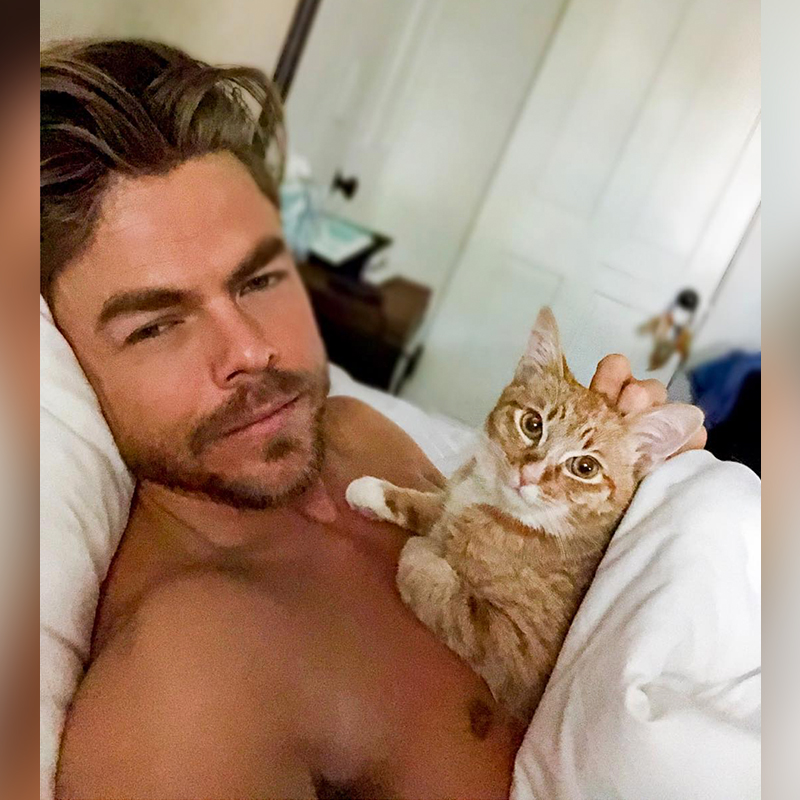 Hough in bed with Palo the cat