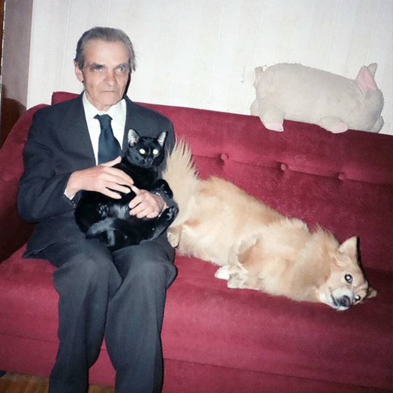 Knorozov with black cat and dog 2