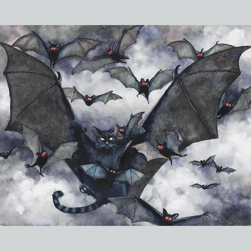 Battycat in the sky with bats