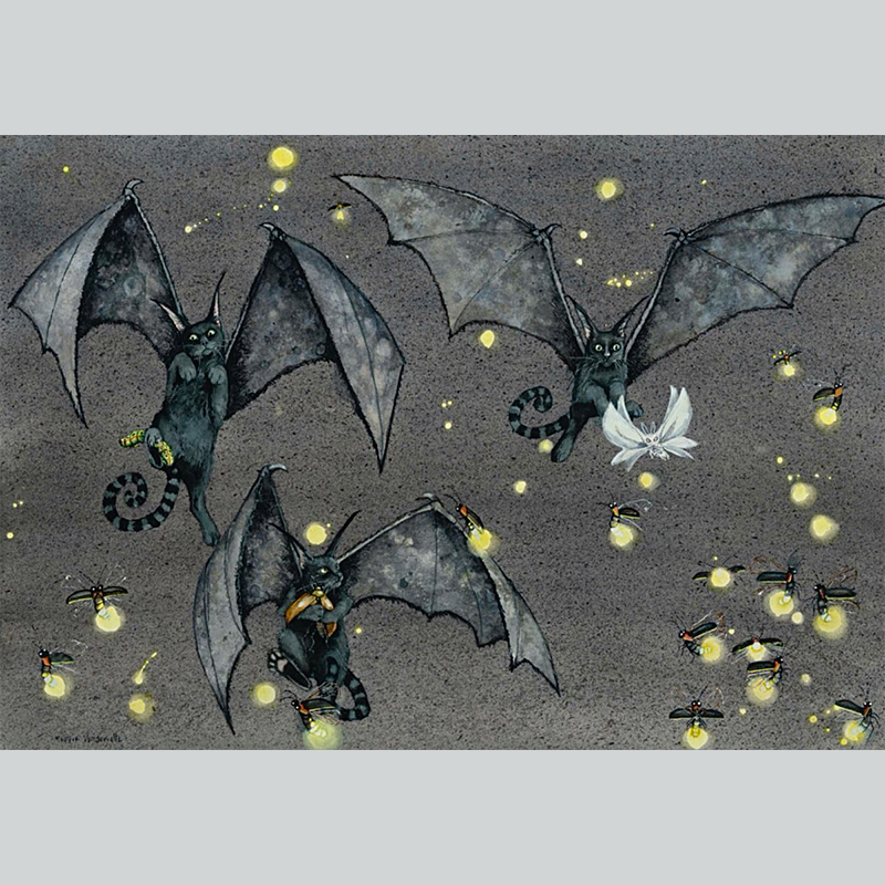 Bat winged black cats