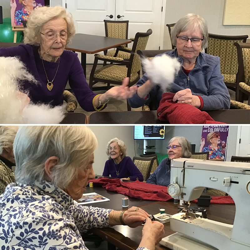 Residents of Cedar Lake Assisted Living center make a cat bed for foster kittens from Purrfect Cat Rescue Inc., 2