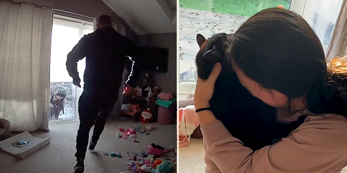Reunion for Roddy the black cat and mom Amanda Appleyard, caught on camera, UK, York, 74 days missing