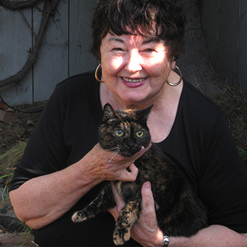 Tiffany Two, previous oldest living cat, San Diego, California, with Sharon