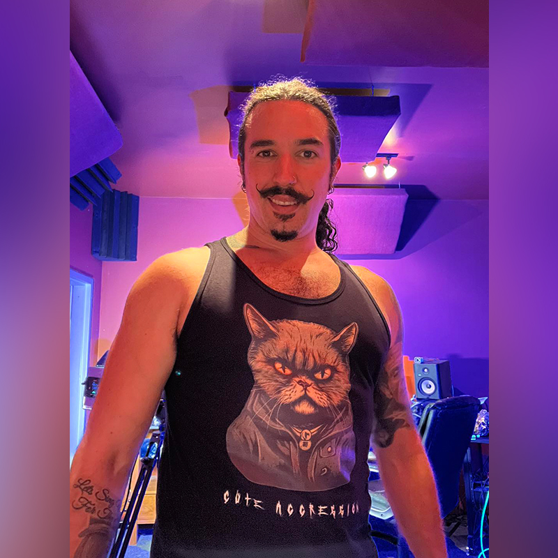 Anthony Vincent wears 'cute aggression' T-shirt, metal cat music