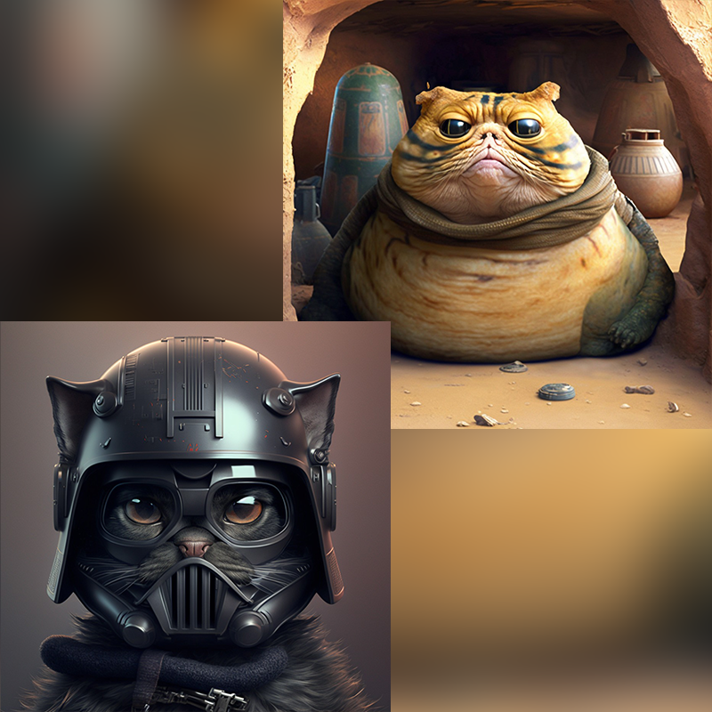 Star Wars with Cats as imagined by AI, Shards of Art