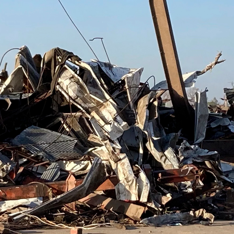 Image via NPR of the wreckage following an EF4 tornado in Rolling Fork, Mississippi