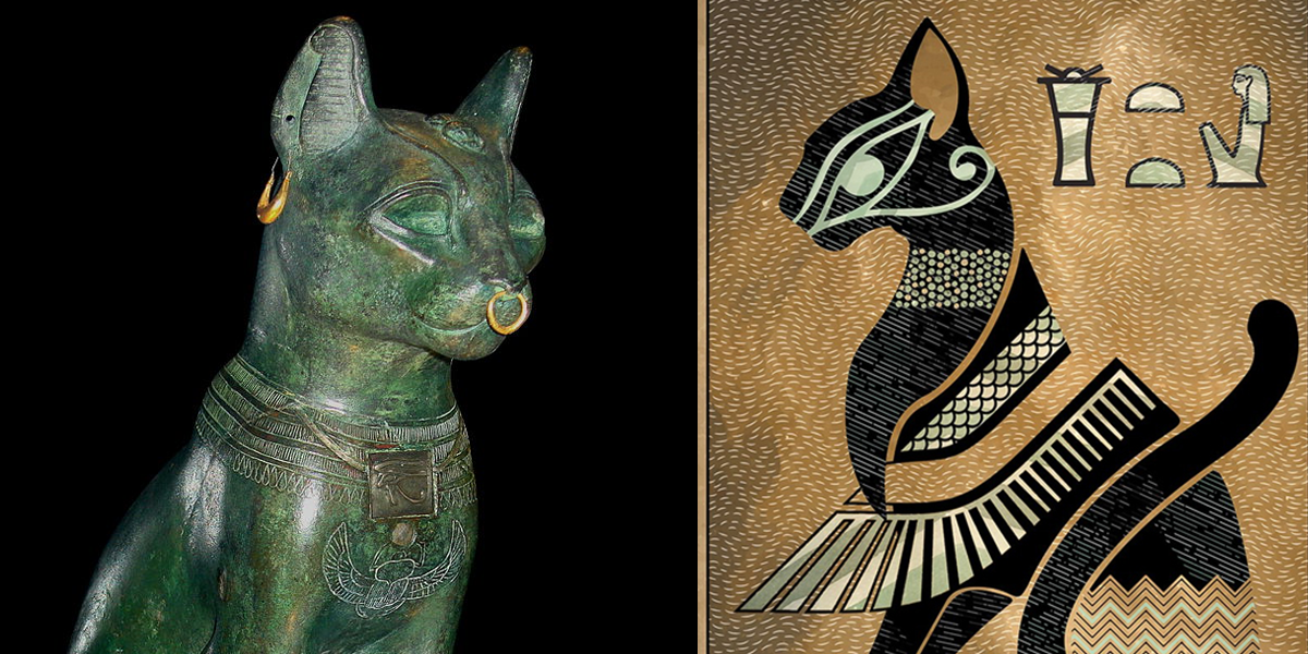 Egyptian Goddess Bastet, Gayer-Anderson Cat, Artist's depiction of Bastet, feline goddess