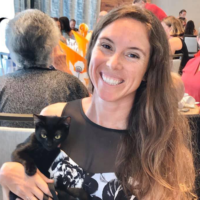 Rescuer Brianna Burks from the Virgin Islands with another black kitten she helped in 2020