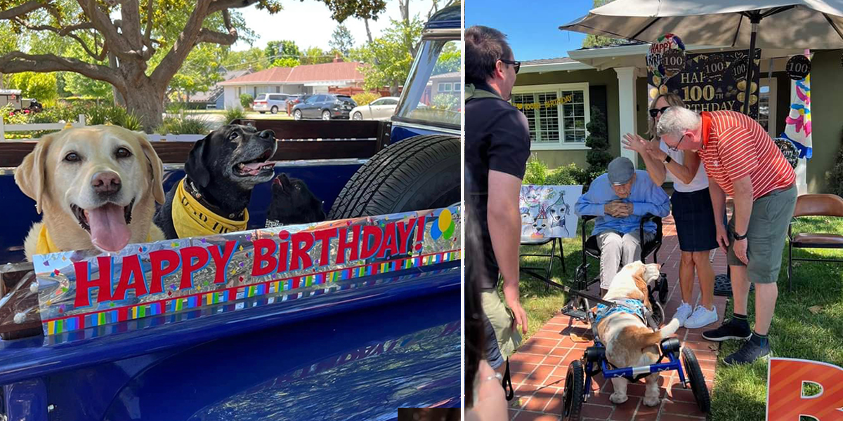 Robert Moore, 100th birthday dog parade in San Jose, California, celebration, Rodger O'Brien, centenarian
