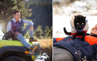 JJ Yosh and Simon the Backpacking Kitty in Colorado, adventure cat, Bombay cat, rescued kitten,