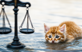 Karma, justice for man who tried to drown kitten, Henri Villette, a 67-year-old barrelmaker of Alencon, France, 1949
