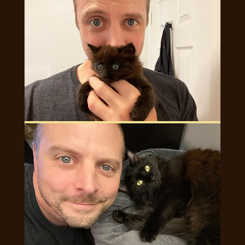 Men adopted cats at a higher rate, UK, UK Pet Food, Pet Population Report for 2024, The Wildest, cat dads, cat daddies, Cat Man Chris Poole with Mazikeen, Maz