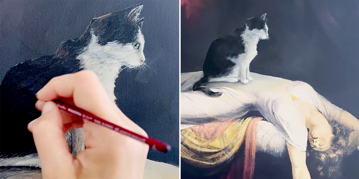 Becca Snyder, Brooklyn, New York, Muse, Feline Muse, Flurff, Fig Newton the cat, rescued cats from streets bring inspiration to their mom, artwork, painting, Random Cats of Kindness