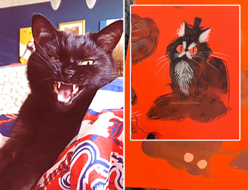 Artist’s Black Cat Inspires a Series of Angry ‘Blobcats’ Emerging  From Random Liquid Shapes