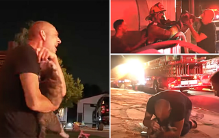 Los Angeles Fire Department, LAFD, Cheetah the 14-year-old cat, Isaac Wiseman, Tarzana, FOX 11's Gigi Graciette, home fire, West Topham Street, dad's emotional response to reunion with cat, house fire